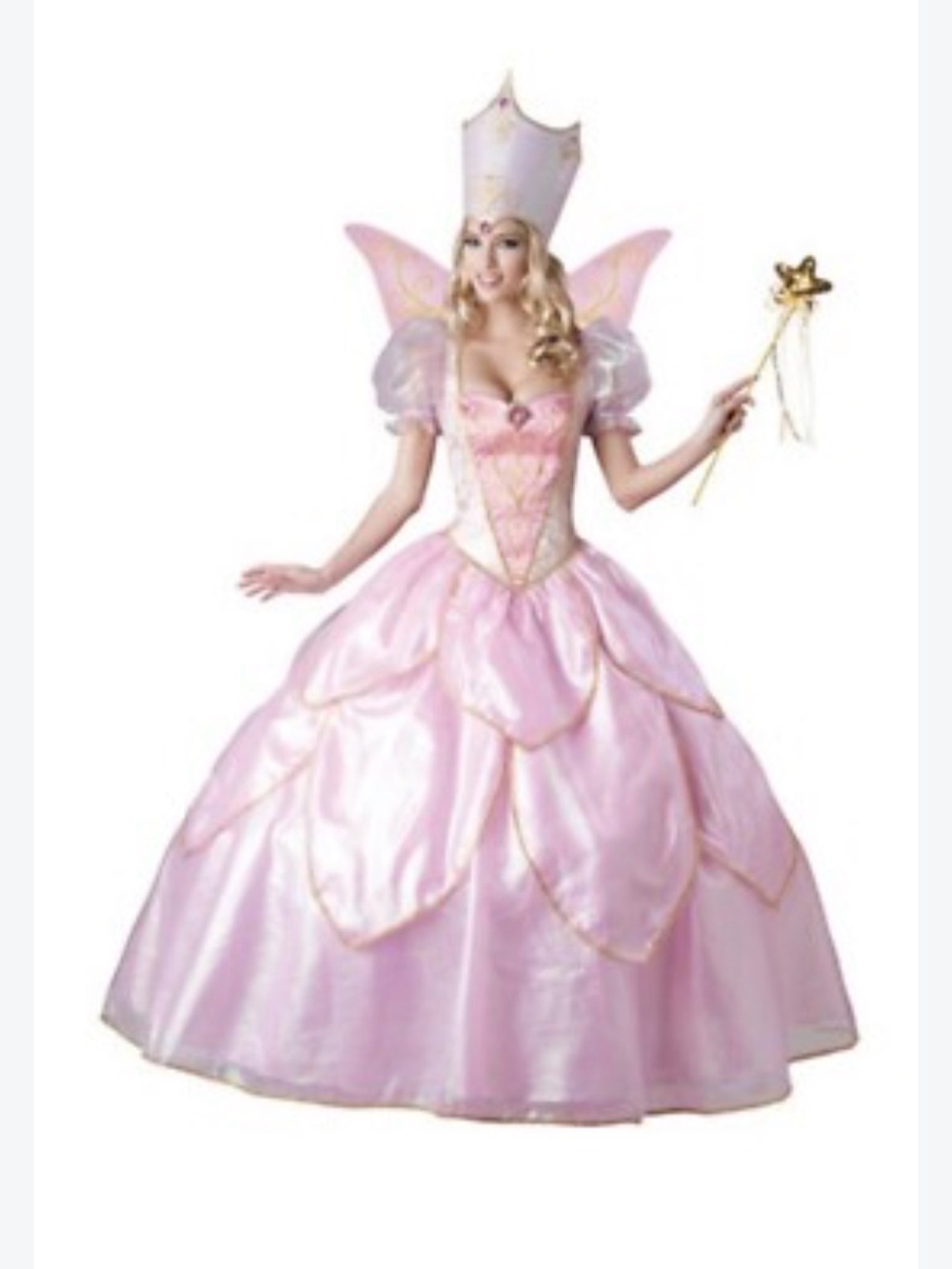 Classic Pink Fairy Queen Costume with Crown and Wings
